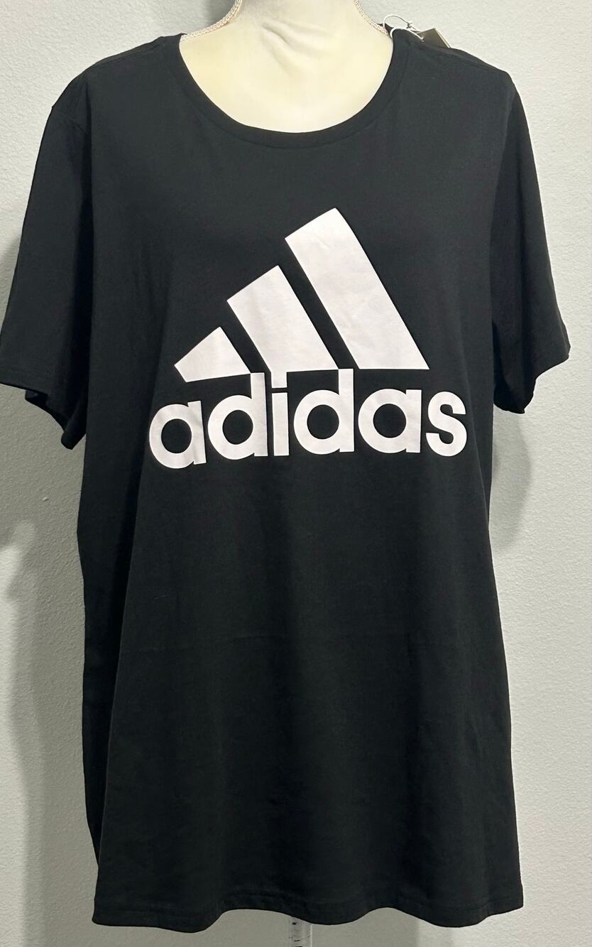 adidas Black Big Logo Graphic T Shirt 3X Plus Size NWT Cotton Athleisure